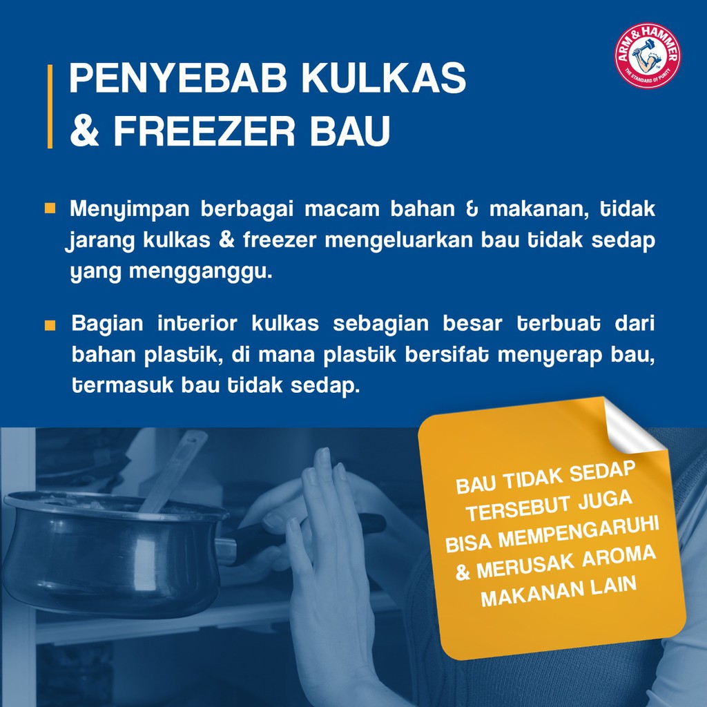 Anti bau kulkas / Serap bau lemari es Arm &amp; Hammer Fridge n Freezer 396g