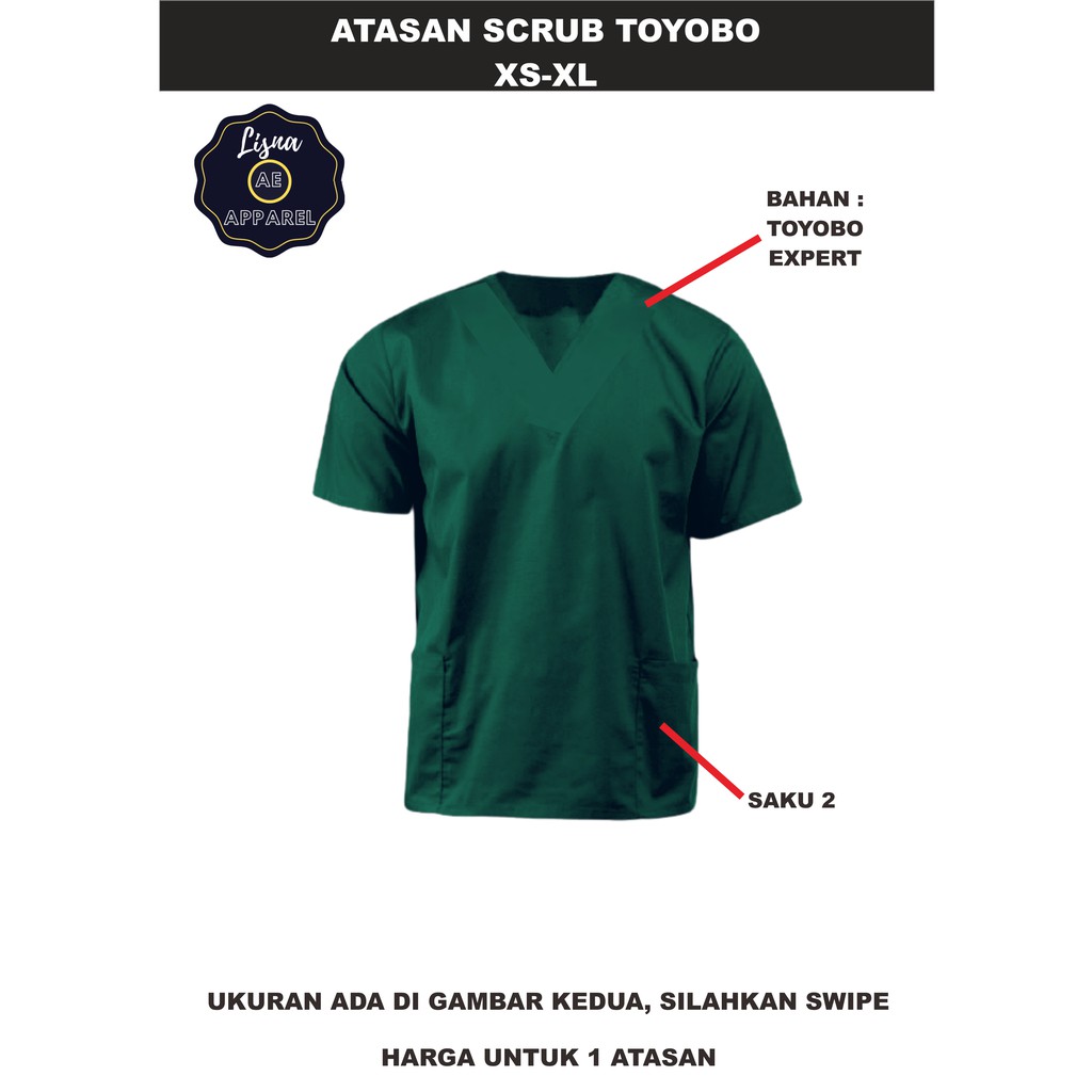 Atasan Scrub Dokter/Dokter Hewan APD Bahan Toyobo Ukuran XS-XL