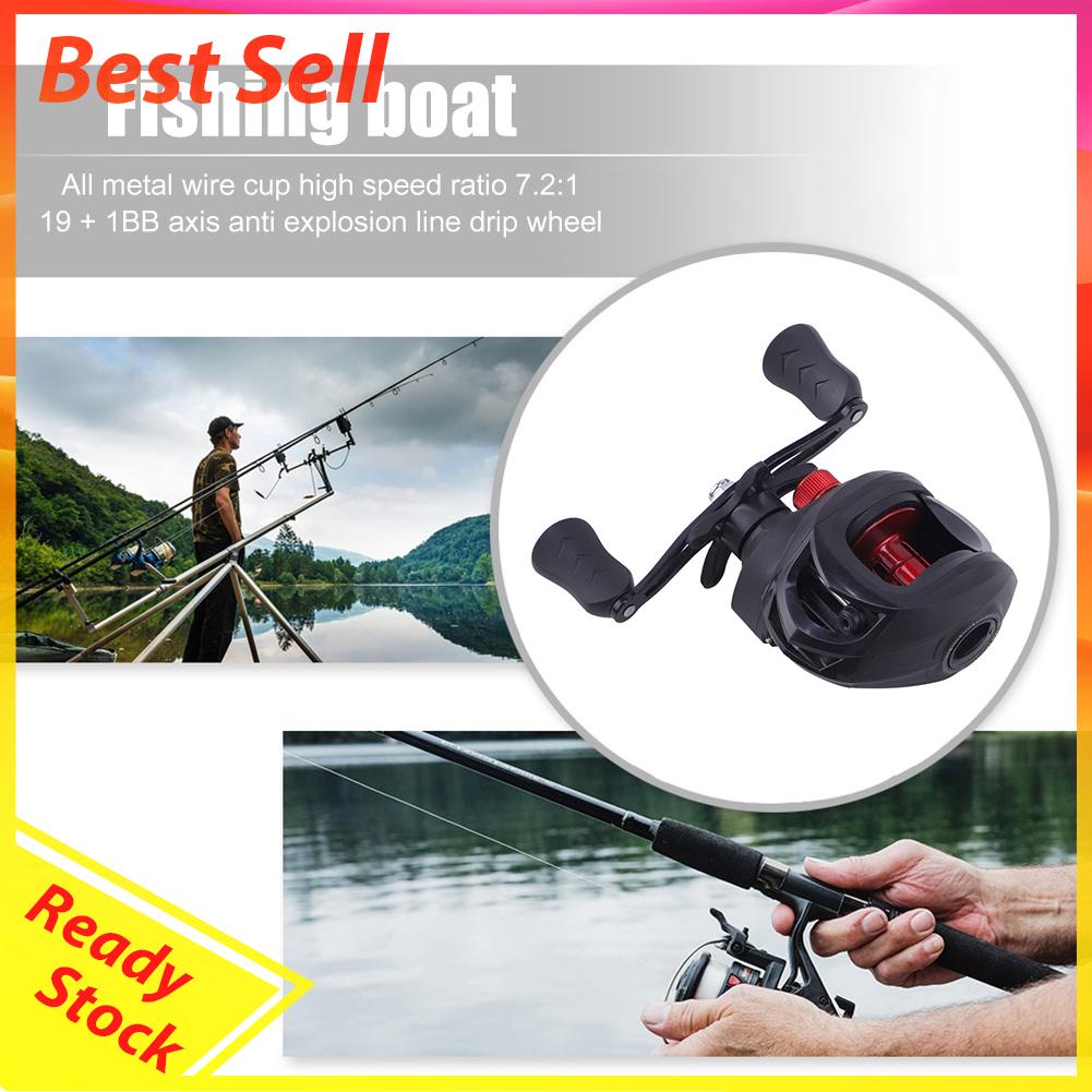 Reel Pancing Baitcasting 19 + 1BB 7.2 / 1 Kecepatan Rasio 8kg Max Drag Untuk Air Laut