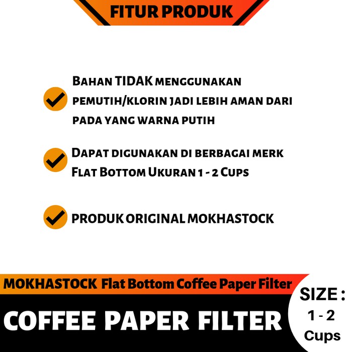 MOKHASTOCK Flat Bottom Coffee Paper Filter / Kertas Filter Kopi ISI 40 Pcs