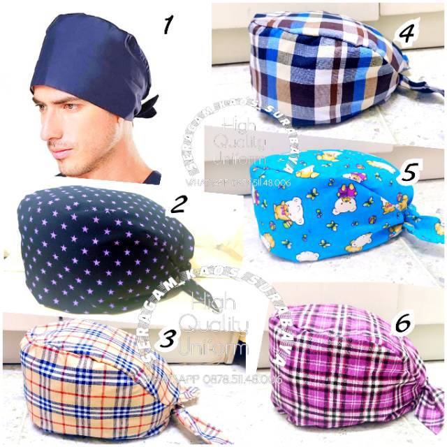Hat scrub .Topi medis .pelindung kepala corona.topi medis.topi kain katun