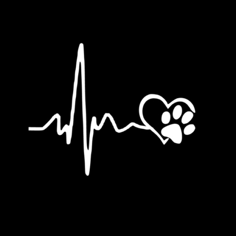 13×10.3cm Cardiogram Of Love Dog Paw Funny Reflective Car Stickers / Automobile Self-Adhesive Vinyl Sticker for All Cars