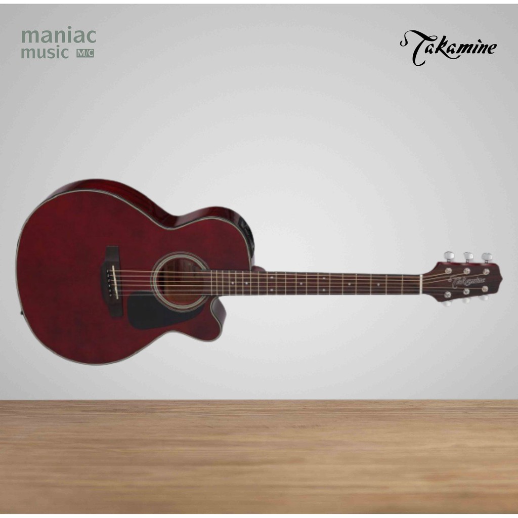 Takamine ED2NC WR - Gitar Akustik Elektrik. D Series. Wine Red. Preamp