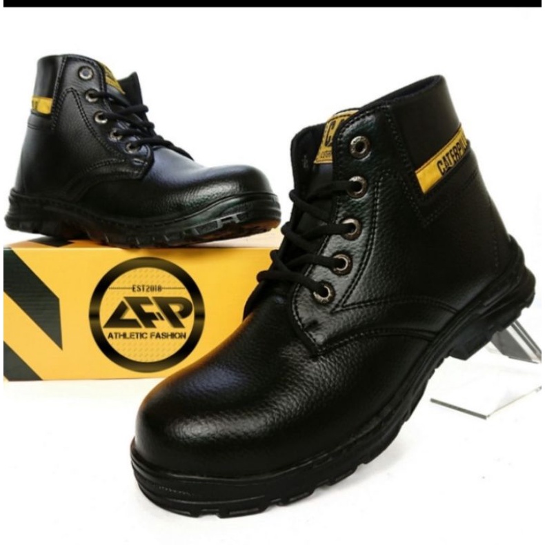 Sepatu Caterpillar pria Sepatu Safety Boots Ujung Besi Fashion Pria Bikers Turing Sepatu Safety Boot Original Septi Pria Ujung Besi Sefty Shoes Septy Proyek Cowok Lapangan tiga warna hitam coklat tua