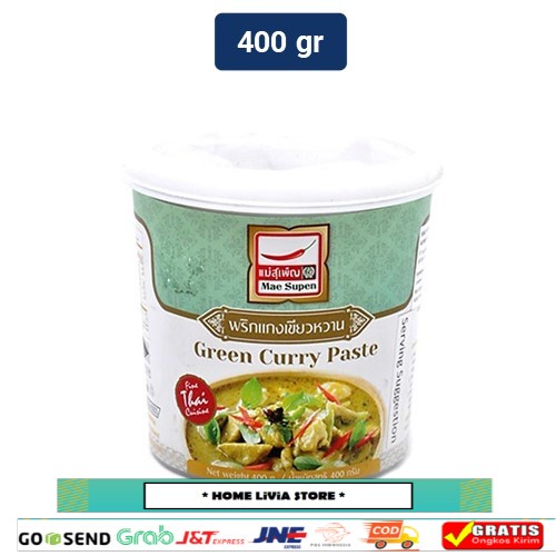 

Mae Supen Green Curry Paste Tub / Pasta Kari Hijau Thailand 400 gr