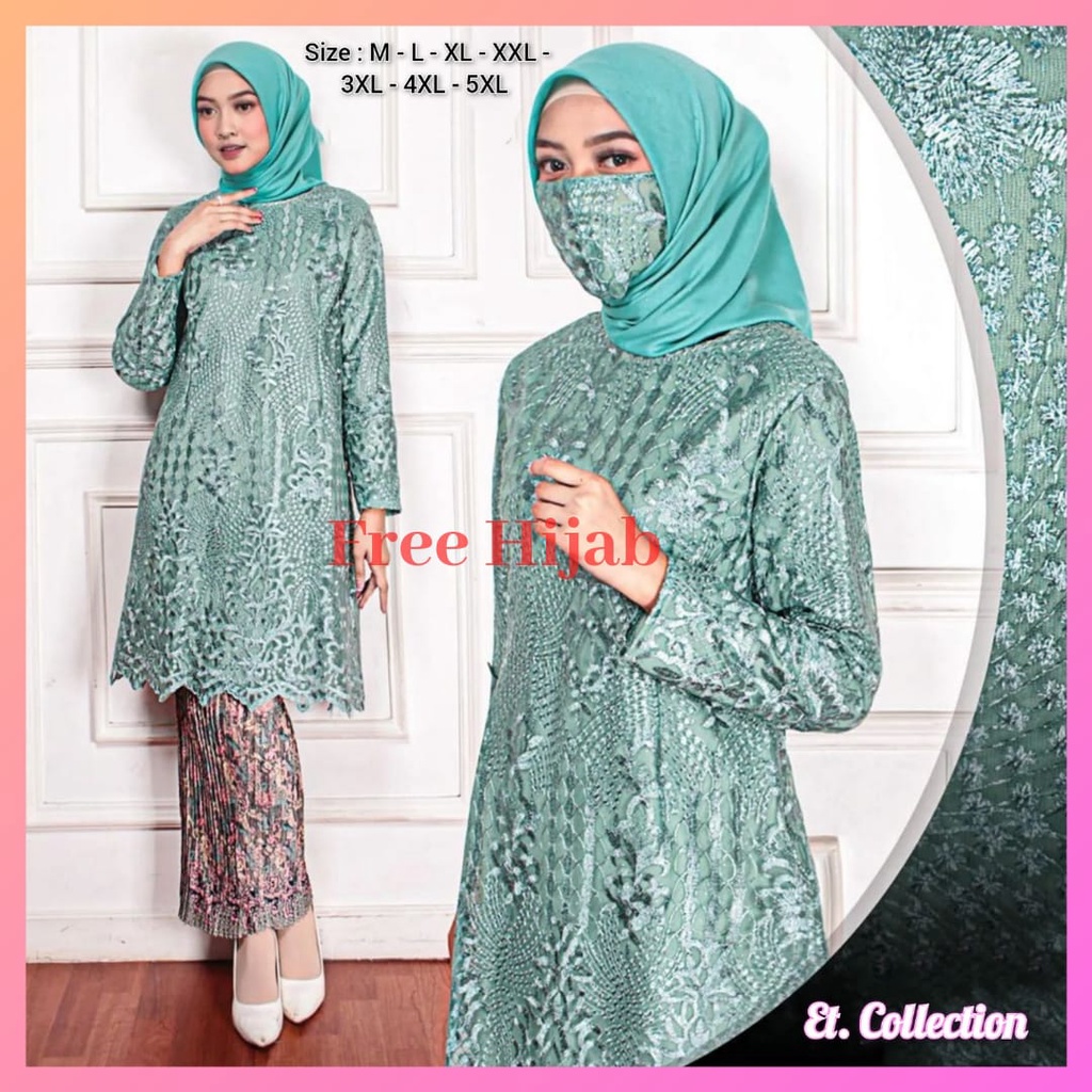 Tunik Brukat Jumbo - Kebaya Jumbo ld 140 - Dress Pesta Jumbo - Setelan Kebaya Modern