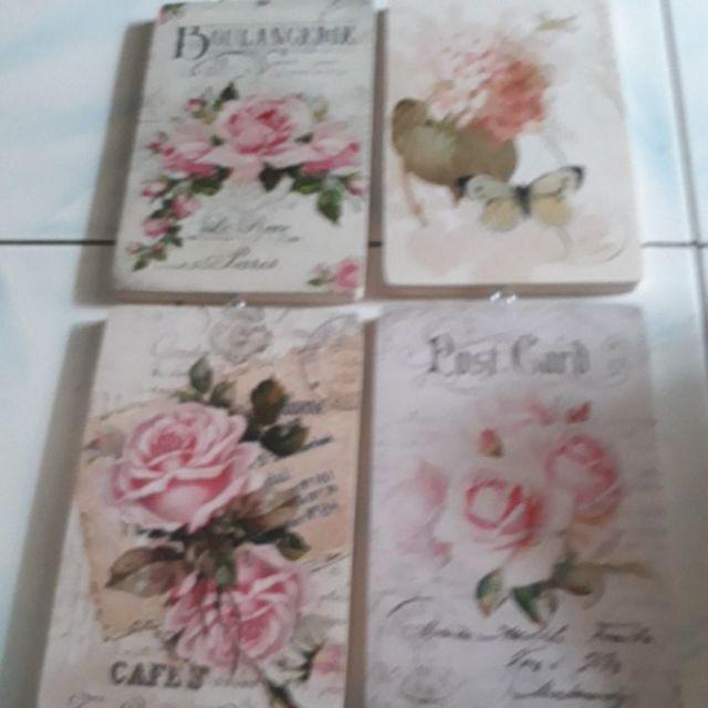 Paket Hemat Walldecor Poster Shabby Ukuran  22x15cm / Vintage Flowers 1 Set Isi 4