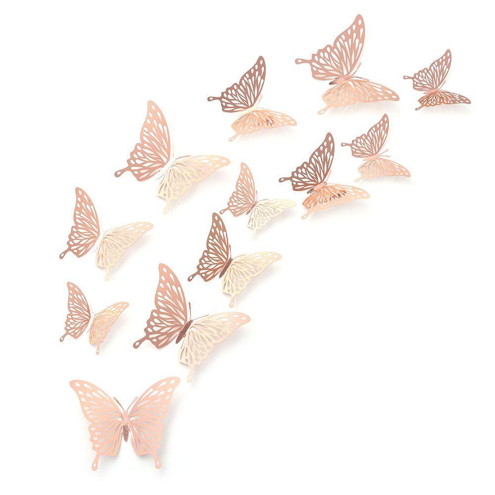 Wonder Butterfly Stiker Dinding Rumah Ornamen Hollow Perlengkapan Pesta Tekstur Logam Dekorasi Dinding