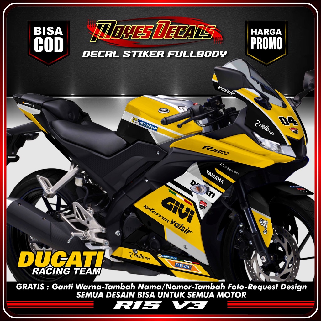 Decal R15 V3 Full Body Stiker R15 V3 Full Body Dekal R15 V3 Ducati Racing
