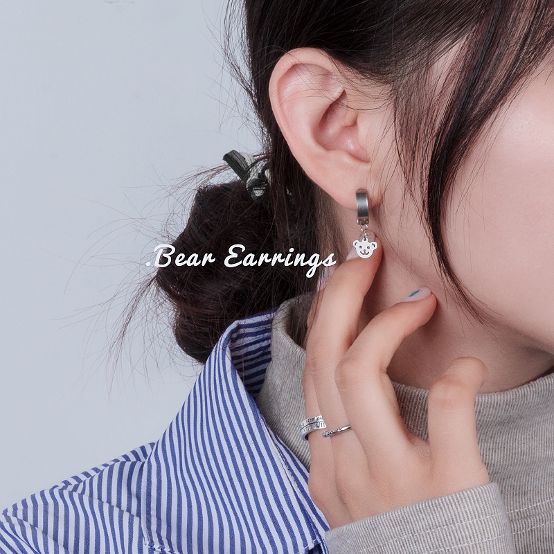 Gas gadis lucu beruang kecil anting-anting perempuan temperamental pribadi dan all-match stud anting