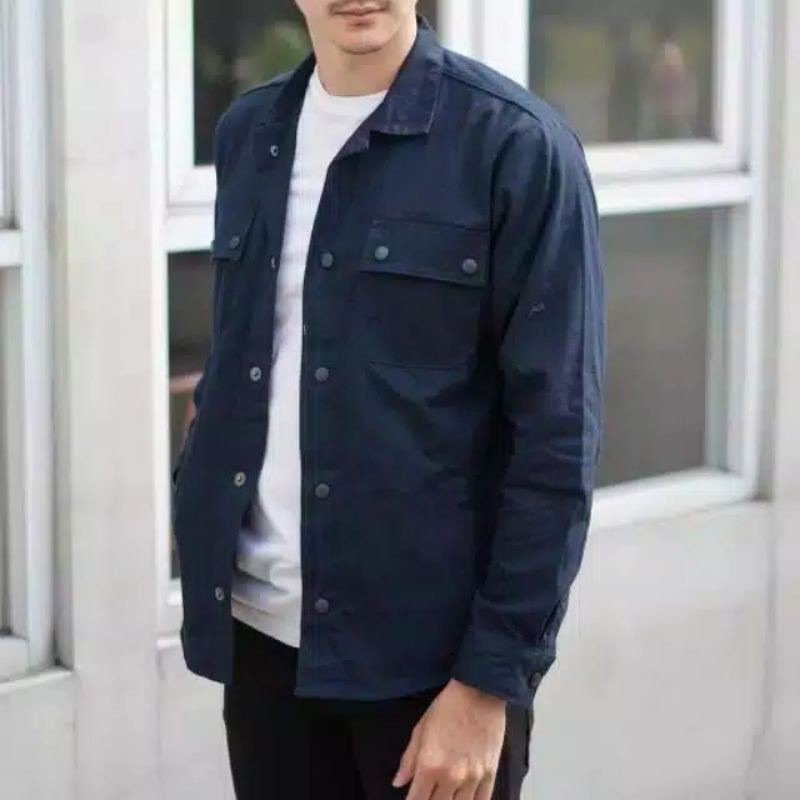 TRUCKER JACKET SEMI PARKA PRIA(SIZE M-XXL)-NAVI