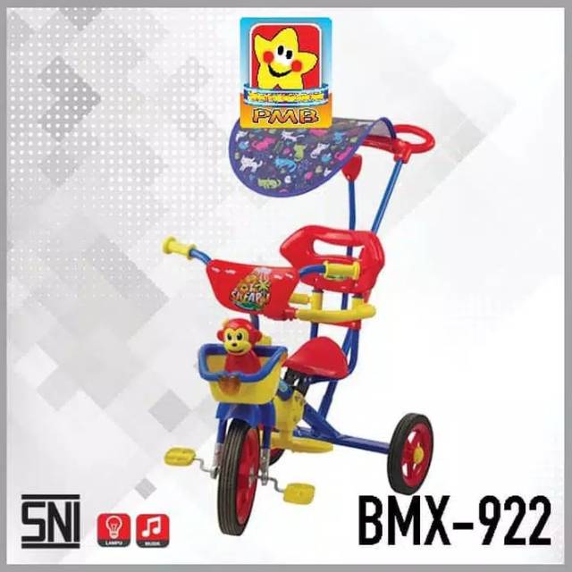 SEPEDA ANAK RODA TIGA PMB 922-CP BMX CHROME DAN WARNA KANOPI MUSIC