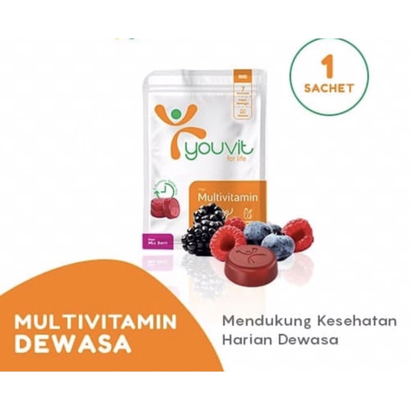 Youvit multivitamin gummy dewasa sachet 7 gummy ( multivitamin permen )