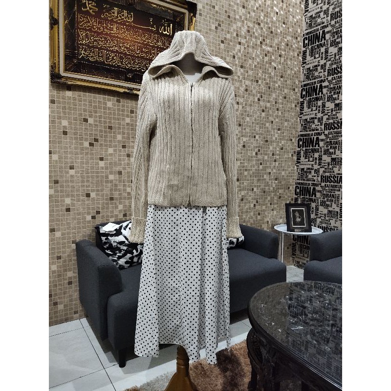 Jaket Rajut Lidi Tebal Hoodie Brand by J.Crew