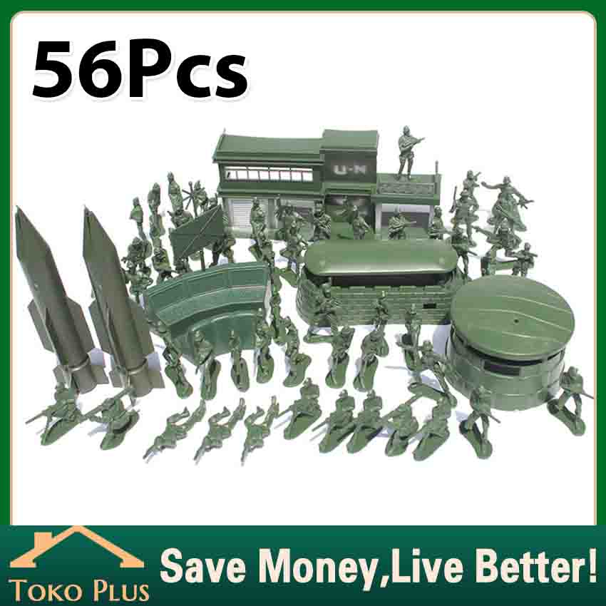 56Pcs Mainan figure Tentara Set Plastik Murah / Mainan Tentara Tentaraan Military /Mainan Tentara Pe