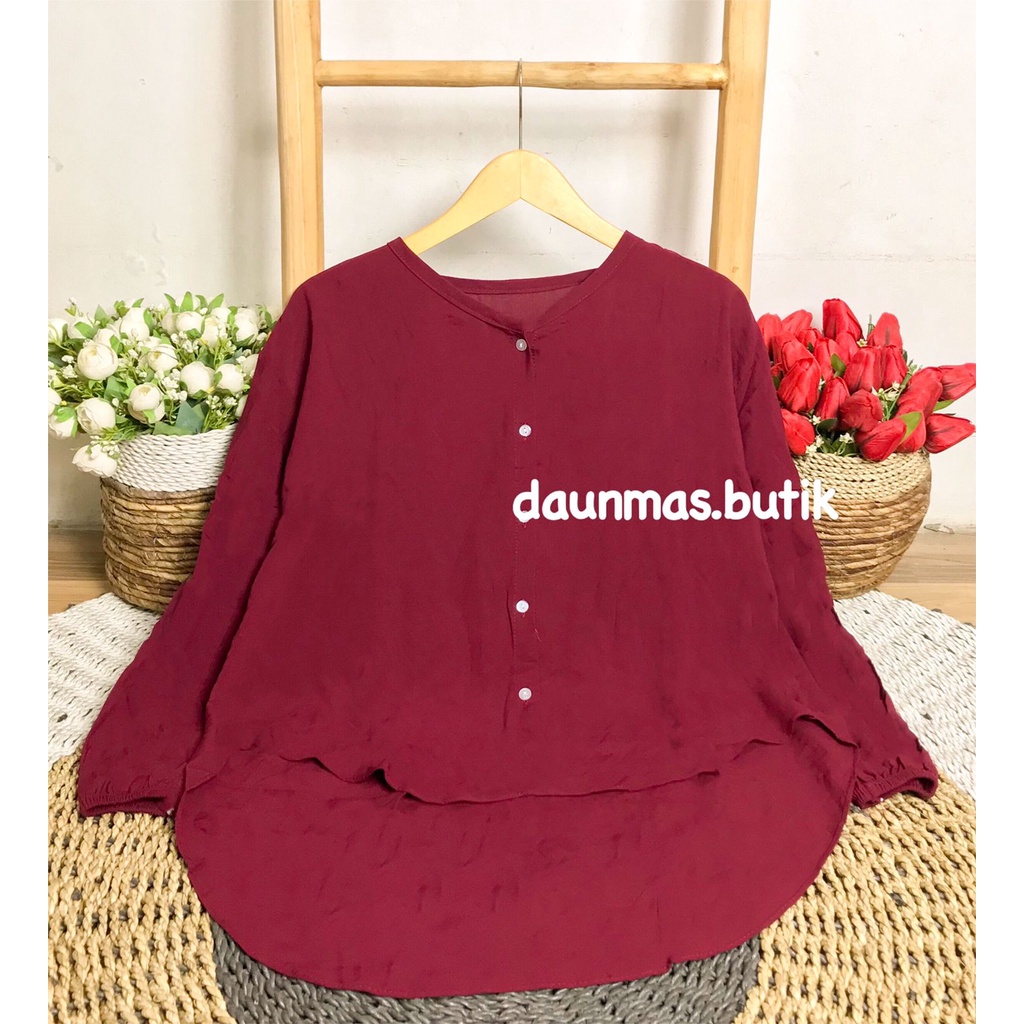 1KG MUAT 5PCS | LOISE BLOUSE BALONA RAYON JUMBO PINGUIN BLOUSE VISCOSE PREMIUM HITS OOTD SELEBGRAM-LOISE MAROON