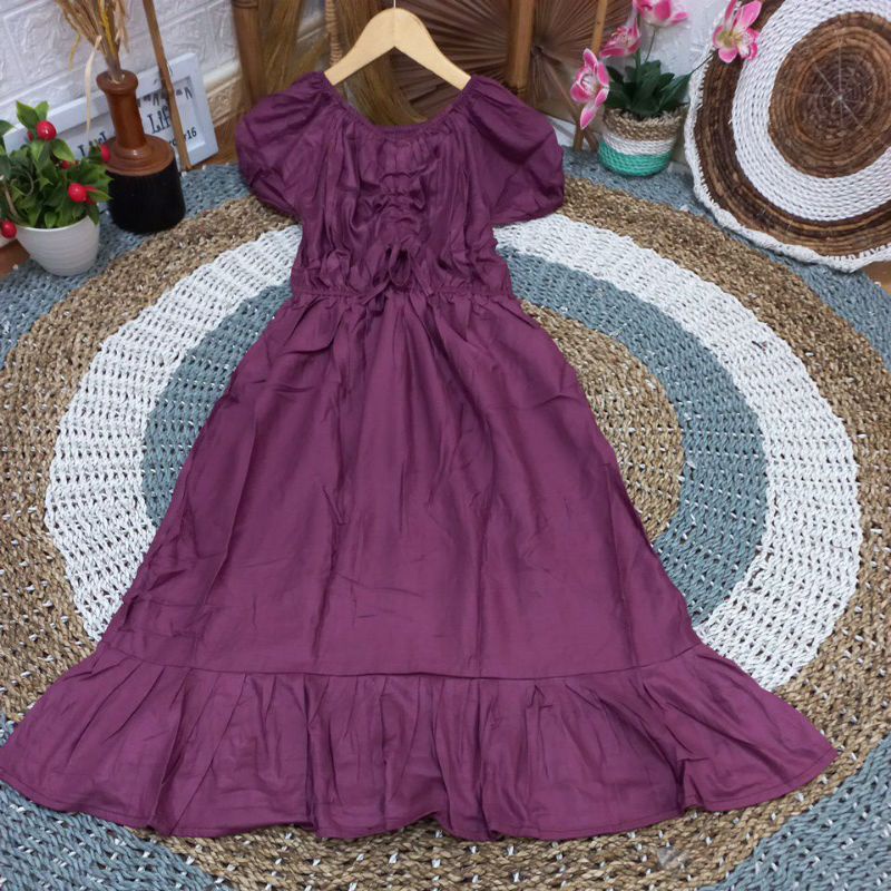 DASTER ELSA VIRAL | DRES CASANDRA BALI | DASTER KEKINIAN | DASTER RUFFLE BUSUI [Best Seller ]-Maron