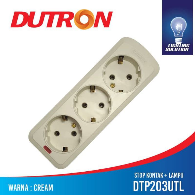 DUTRON , STOP KONTAK  , Colokan Listrik , ARDE 3 LUBANG + LAMPU SNI TERMINAL KUNINGAN