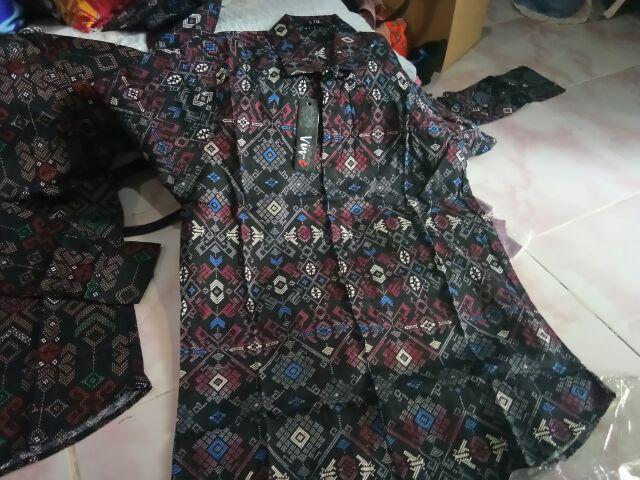Credomenstore Kemeja Batik Songket Hitam / Kemeja Batik Pria Lengan Panjang / Baju Batik Cowok
