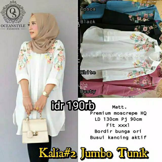 Tunik Jumbo Bordir Bunga Warna