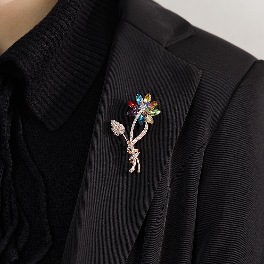 Bros Bentuk Bunga Aksen Mutiara Dan Berlian Imitasi Untuk Wanita