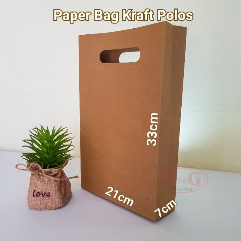 

30pcs - 21x7x33 Paper Bag Kraft Polos Plong / Paper Bag Murah / Shopping Bag
