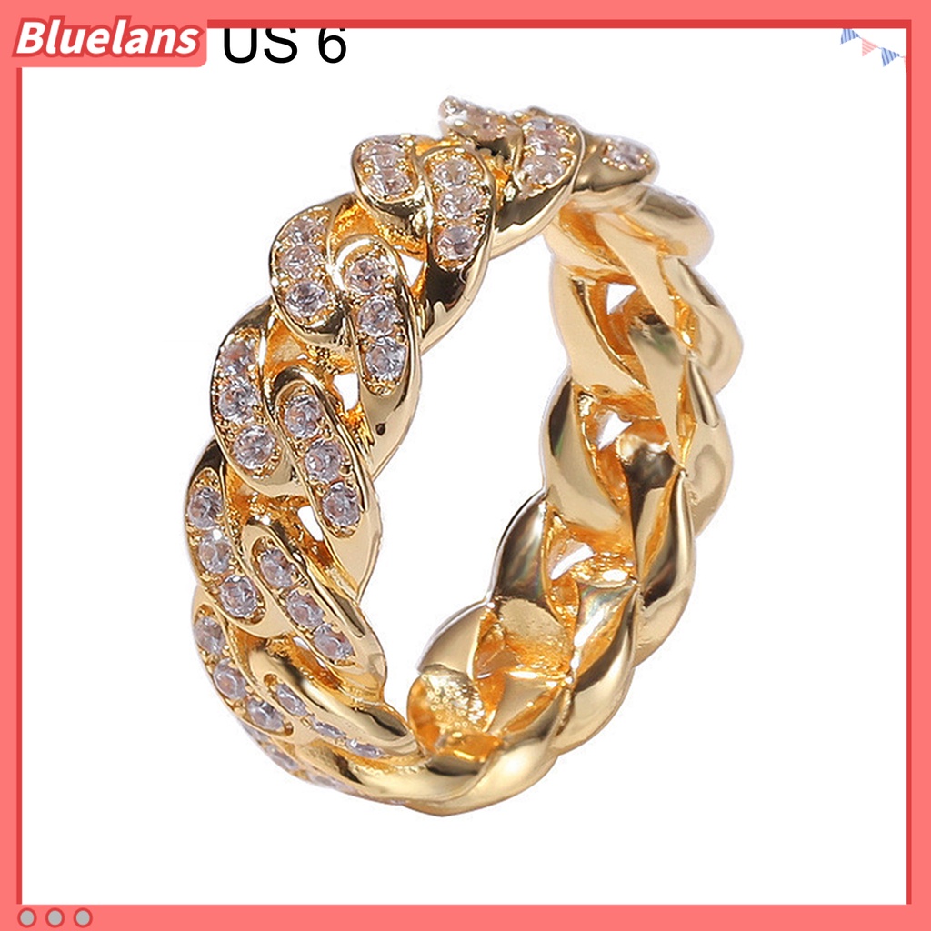 Bluelans Cincin Bahan Alloy Model Twisted Aksen Cubic Zirconia Untuk Hadiah