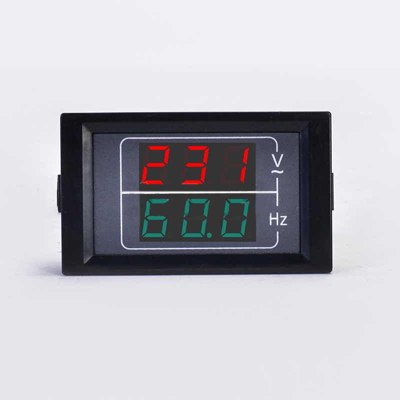 【AC 50-500V 10.0-99.9Hz】Voltmeter Frekuensi/AC Dual Display Voltmeter/Tegangan Current Meter Detector/Hertz Frekuensi Meter/Alat Pengukur Tegangan Frekuensi