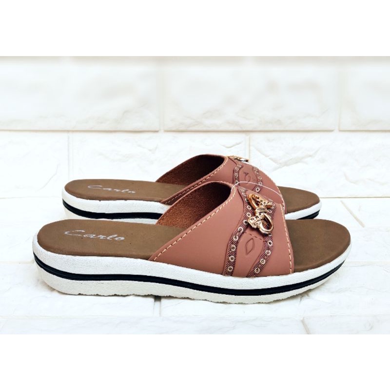 Sendal Wanita Selop Wedges Sandal Wanita Motif Jalan-jalan Pesta Berkualitas