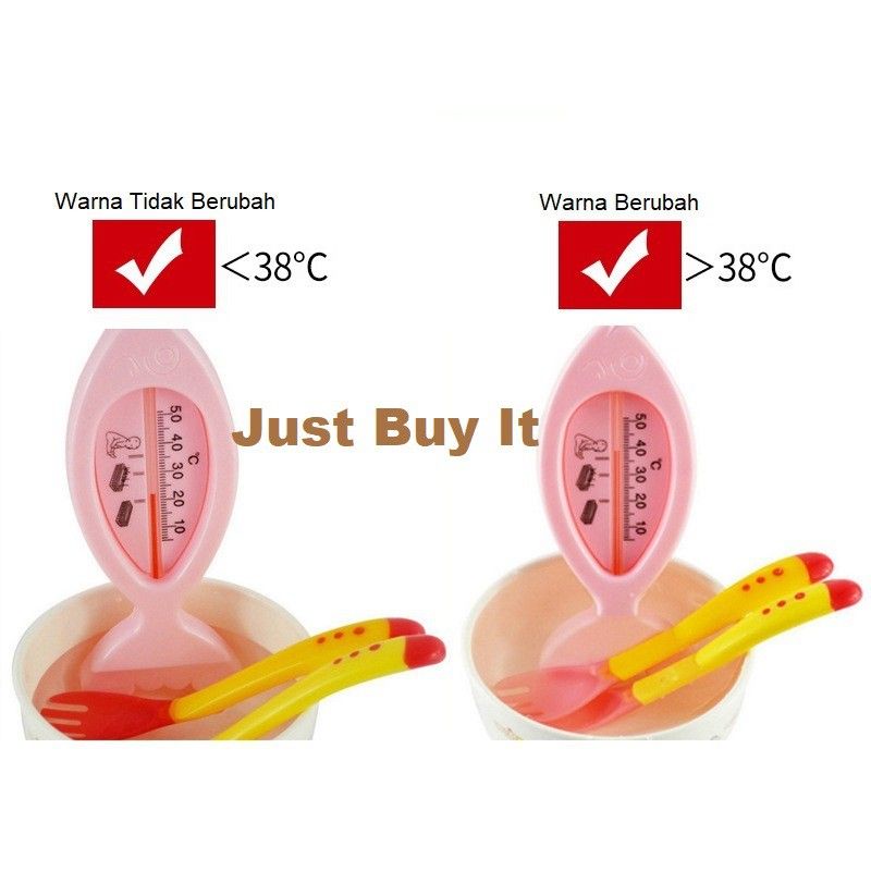 Peralatan Sendok Garpu Makan MPASI Bayi Sensor Anti Panas Anti Slip Silicone BPA Free