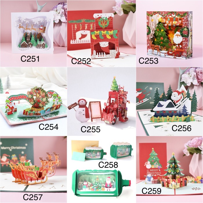 

Kartu Natal 3D Christmas Card Pop Up Greeting Premium