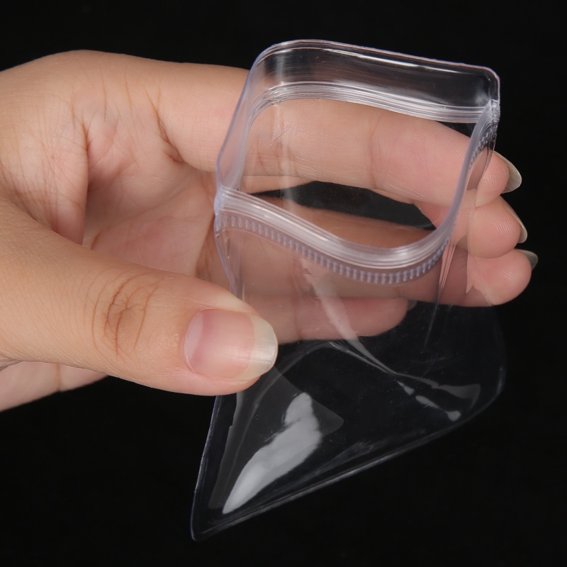 PVC Self-Sealing Bags Transparan Plastik Zip Lock Tas yang Dapat Ditegali 50-100pcs