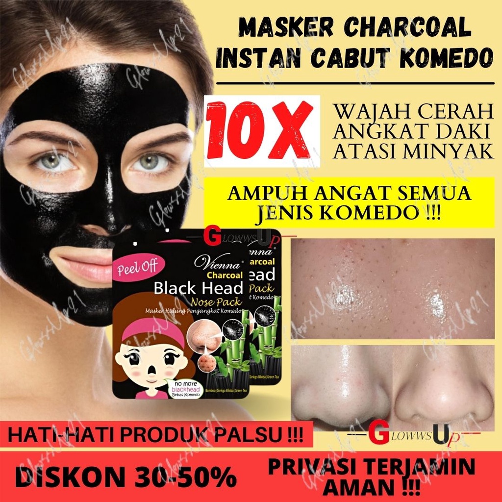 MASKER KOMEDO VIENNA CHARCOAL BLACK HEAD NOSE PACK PEEL OFF - MASKER HIDUNG KOMEDO