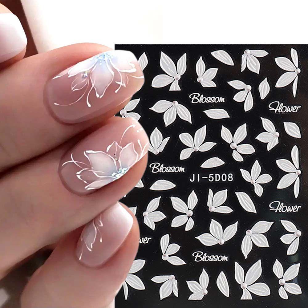 Mxbeauty Bunga Stiker Kuku Fashion Manicure Aksesoris Alfabet Inggris Daun Nail Art Dekorasi