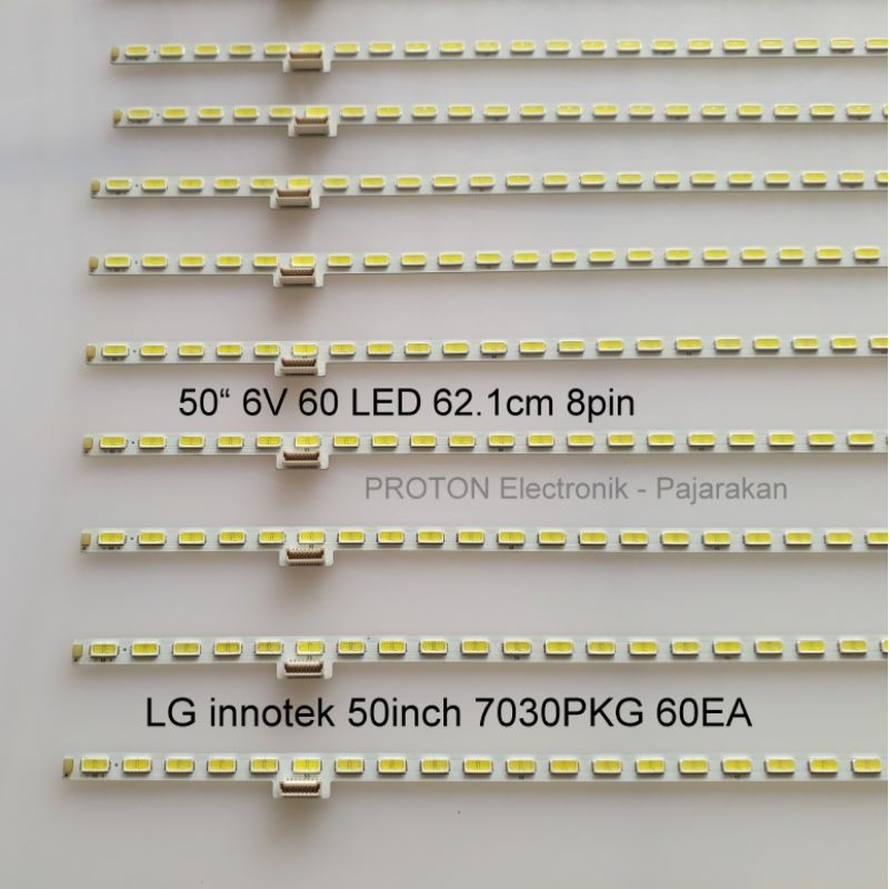 Lampu Backlight TV 50" 60 LED SMD 6V 62cm 8pin 60V . Part LG Innotek 50inch 7030PKG 60EA ver0.0