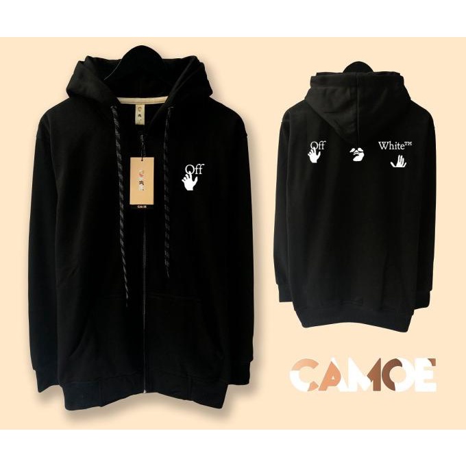 Jaket Hoodie Zipper Off White Hands Off Logo
