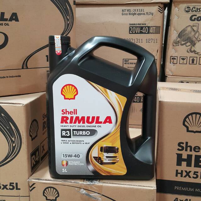 OLI MESIN MOBIL DIESEL SHELL RIMULA R 3 / R3 TURBO 15W-40 5 LITER