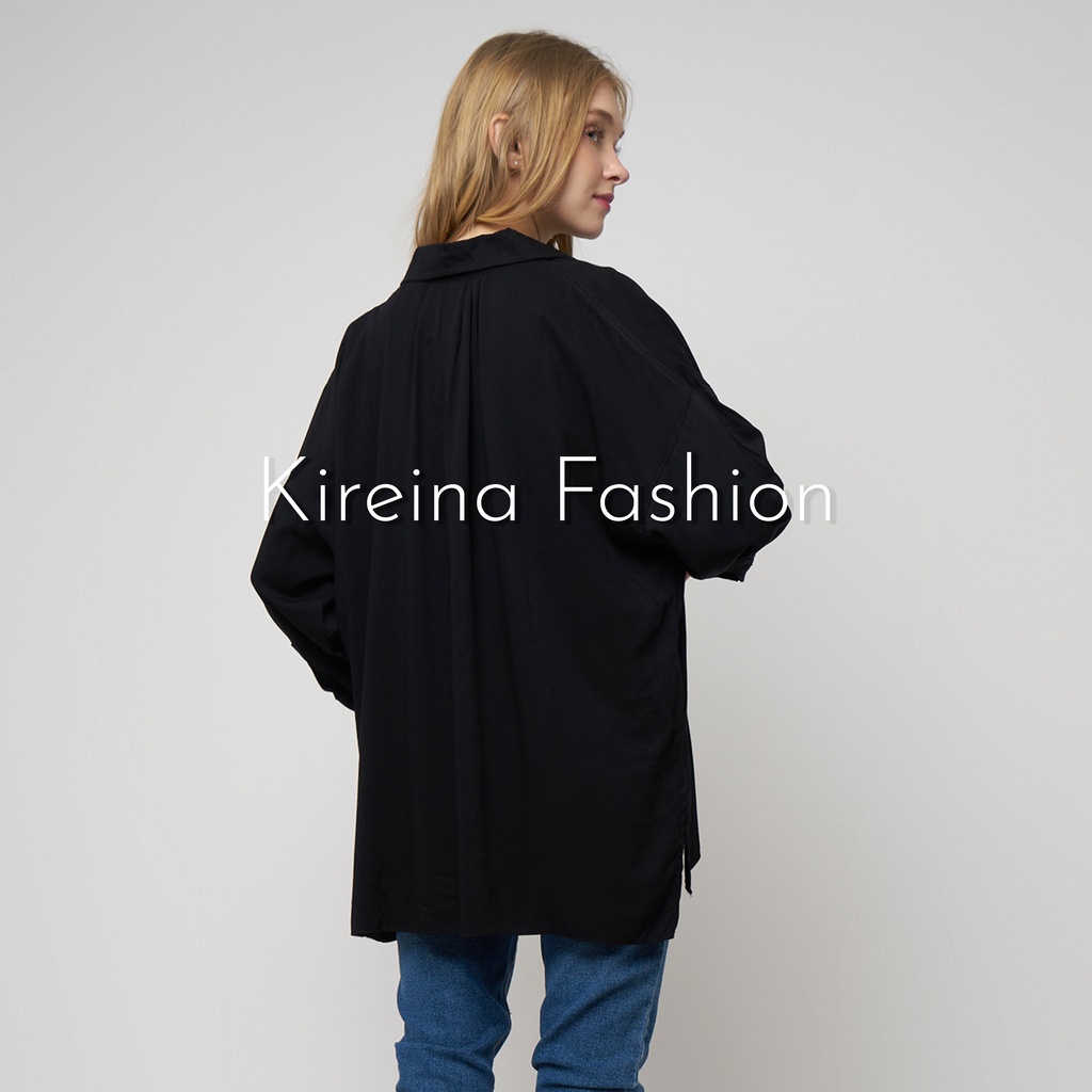 Kemeja Skipper Oversize Lengan 3/4 Kemeja Wanita Premium Kemeja Basic Premium | Kireina Fashion