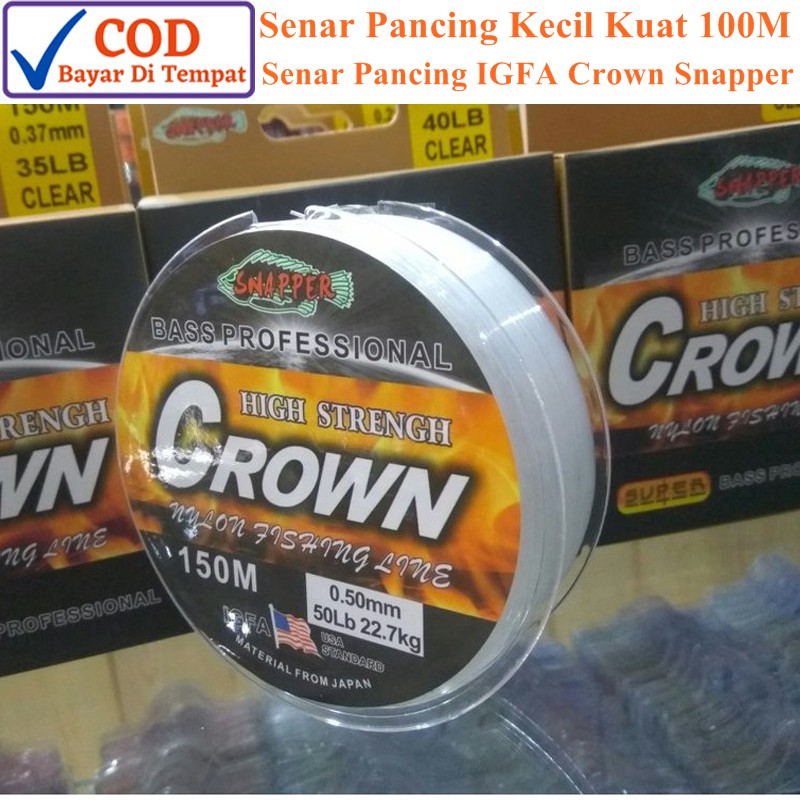 Senar Pancing Kecil Kuat Senar Pancing IGFA Crown Snapper 100M Connecting Warna Putih Bening