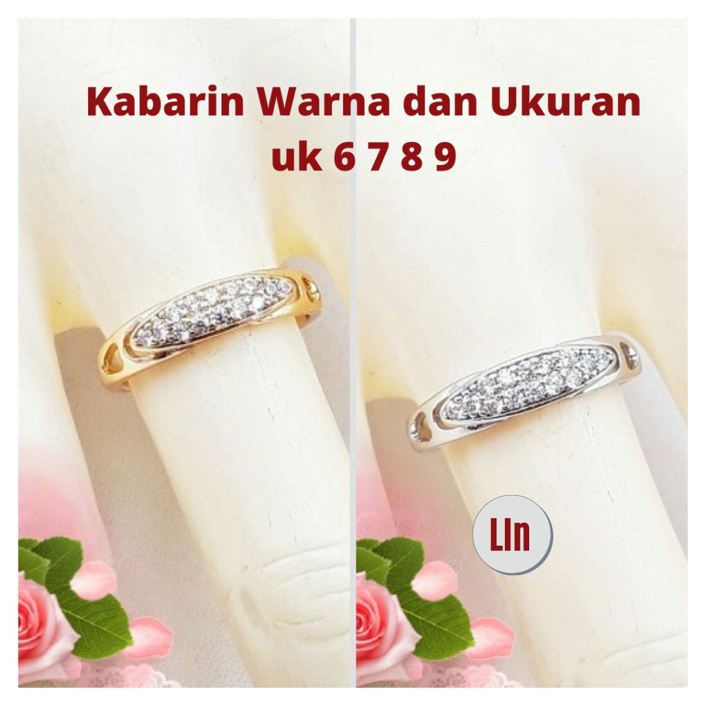 XUPING ASLI CINCIN MATA 3 BARIS ZIRCON PUTIH WARNA GOLD AKSESORIS CG22