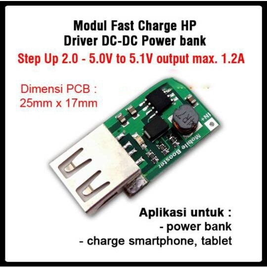 KIT MODUL POWER BANK DC - MODUL DC STEP UP to 5.1V 1.2A