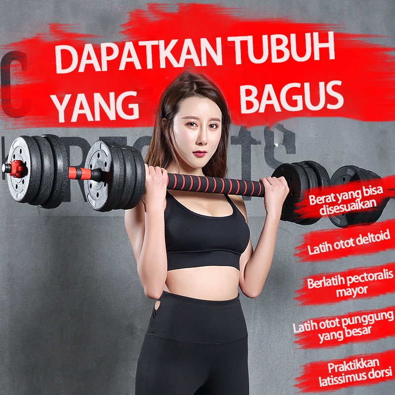 Set 30KG Barbel Set  Dumbell alat Olahraga Rumahan Fitness Gym Alat  Fitness Rumah Angkat Beban