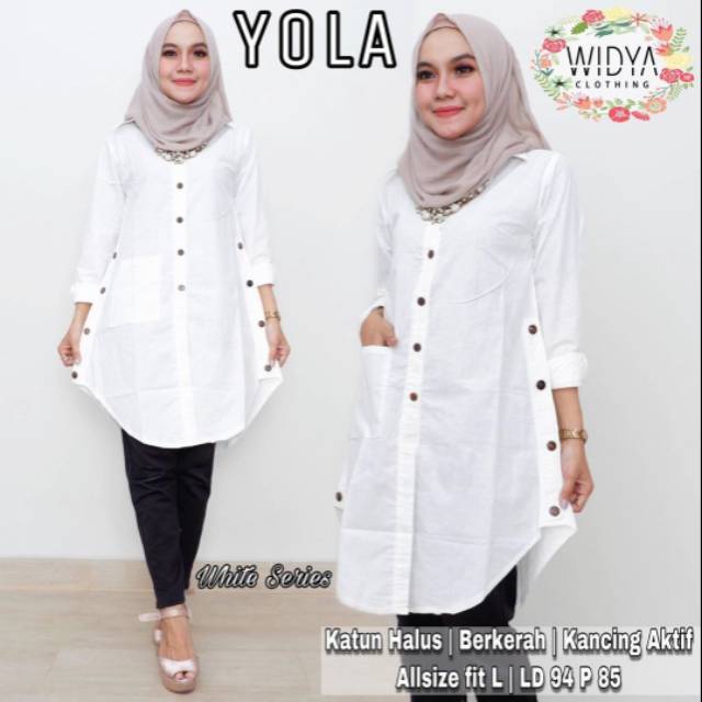 Yola Tunik Bahan Katun Warna Putih Tulang