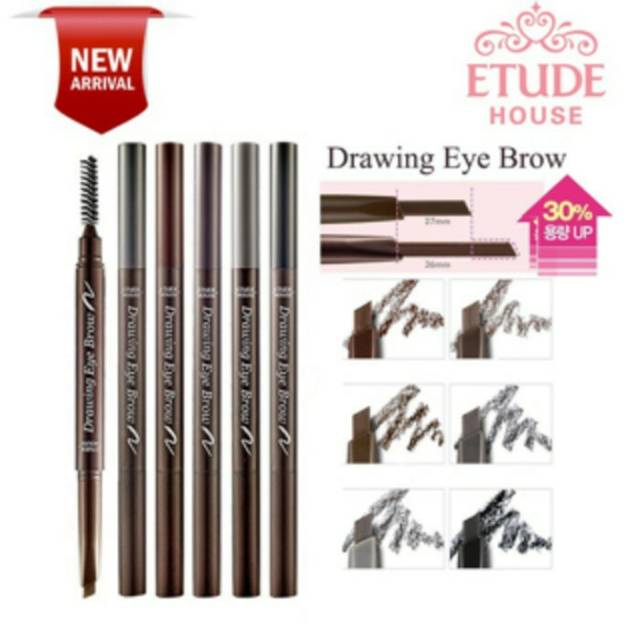 (COD) Etude house drawing eyebrow / eye brow + brush ( pensil alis + kuas )