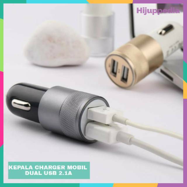 Quick Car Kepala Charger Cas Mobil Dual USB 2.1A Colokan USB HP Android Murah Fast Charging