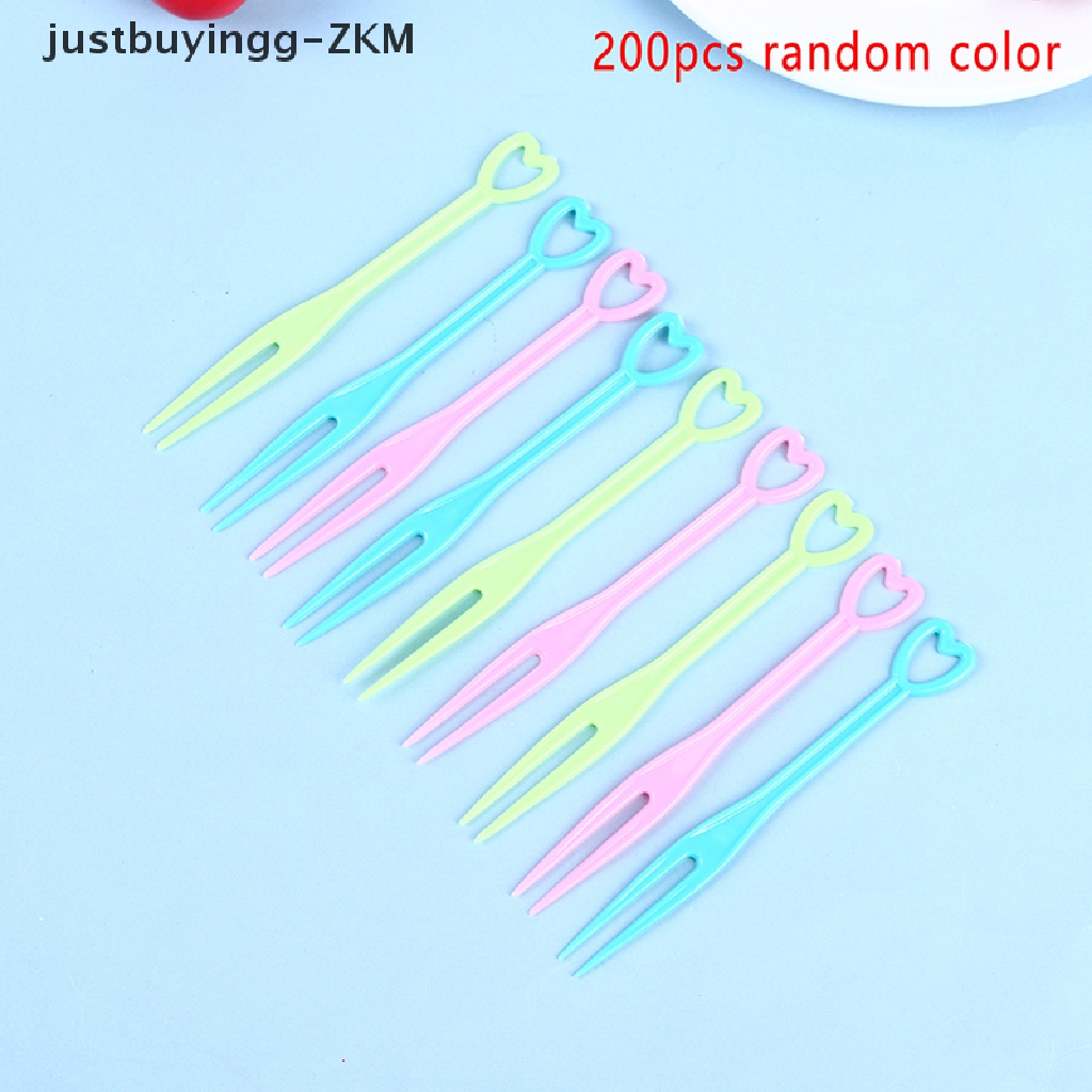 [justbuyingg] 500pcs/200pcs Heart-Shaped Cake Forks Mini Children Plastic Dessert Fruit Fork [zkm]