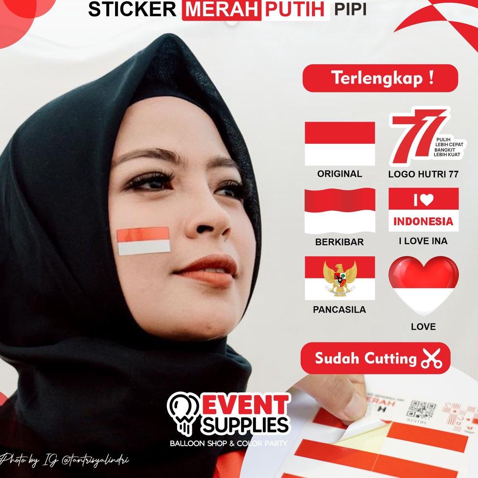 

✶Kirim Sekarang [10Pcs] Sticker Pipi HUT RI Bendera Merah Putih / Stiker Kemerdekaan Indonesia / Pancasila / I Love 94 ➱