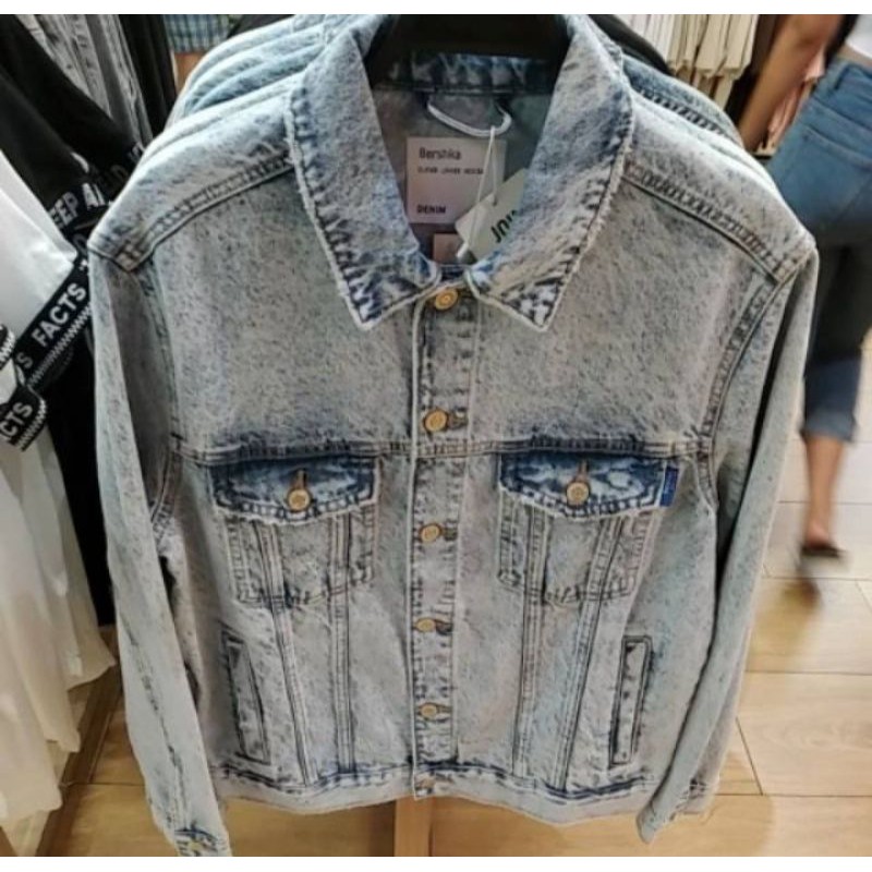 jaket denim bershka original new cowok