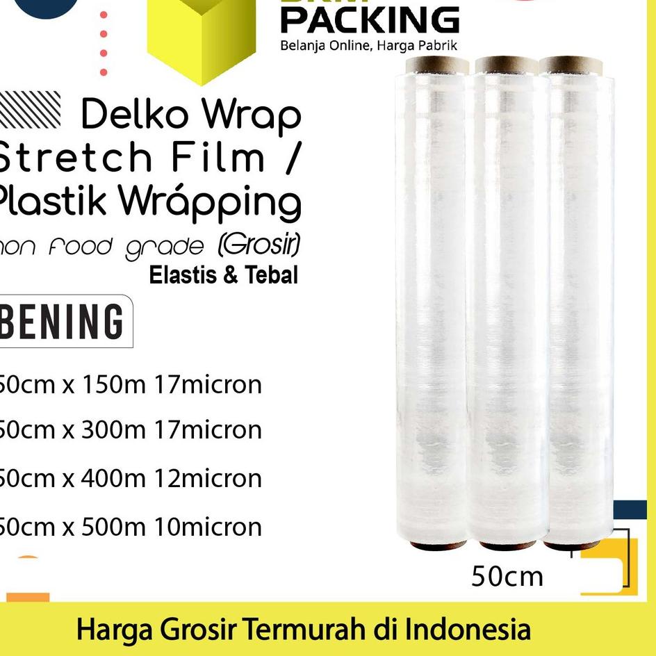 

Murah JKZ Plastik Wraping Stretch Film 50cm BENING DELKOWRAP TEBAL CLEAR PREMIUM / SATUAN 39 Pasti Murah