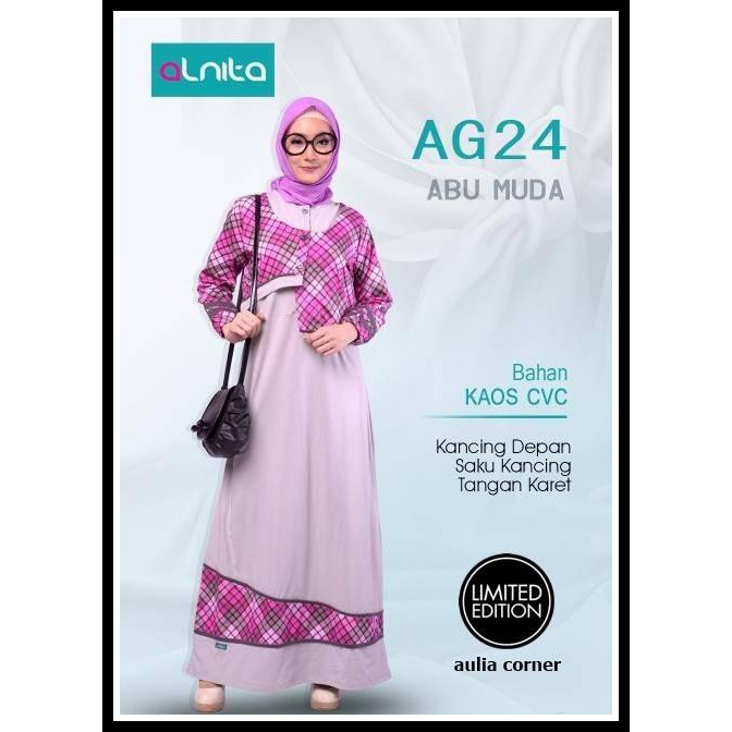 Gamis Wanita Alnita AG 24 Abu Baju Wanita Terbaru Model Baju Gamis